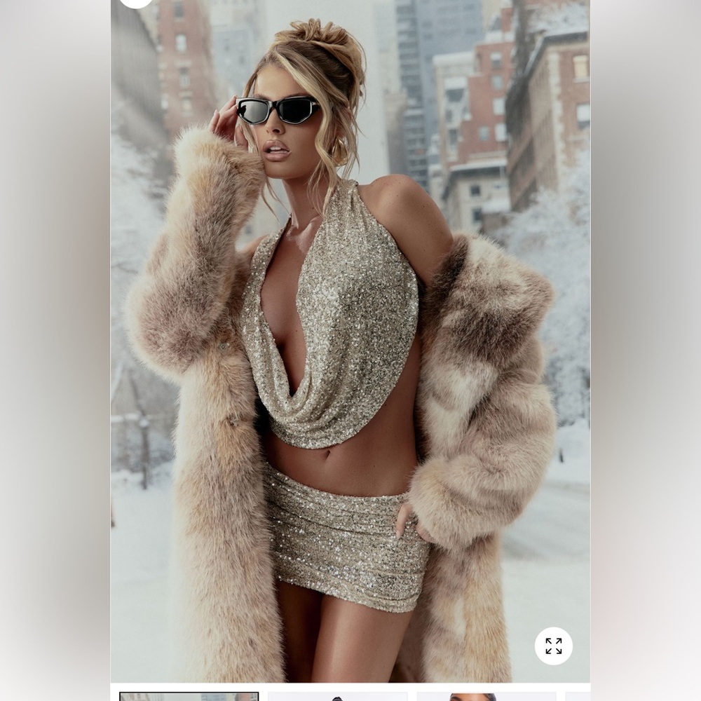 Fashion Nova | Bombshell Velvet Sequin Mini Skirt Set